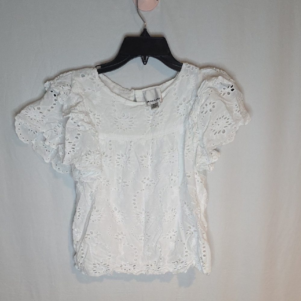 Elegant White Eyelet Blouse